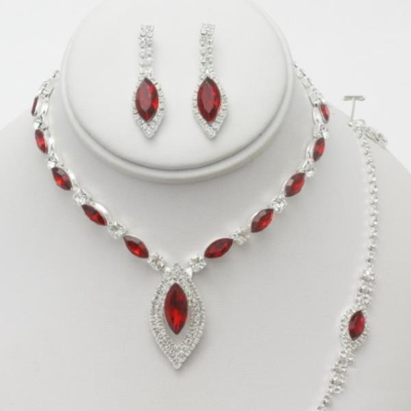 Marquise Rhinestone Necklace and Bracelet Set