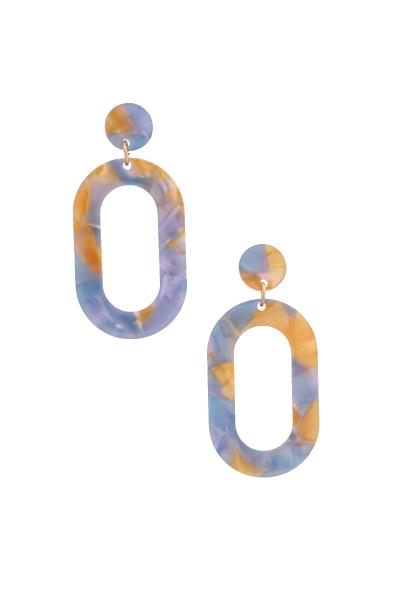 Acetate Oval Post Dangle Earring