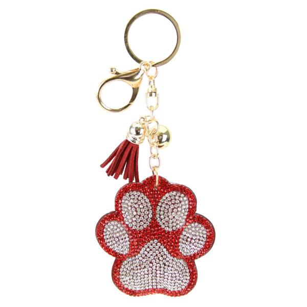 RHINESTONE DOG PAWS KEY CHAIN