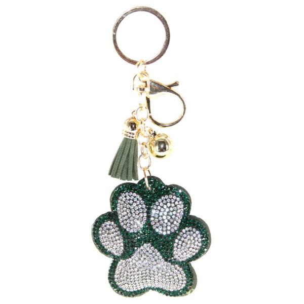 RHINESTONE DOG PAWS KEY CHAIN