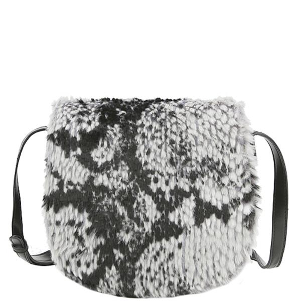 Soft Fur Animal Print Crossbody Bag