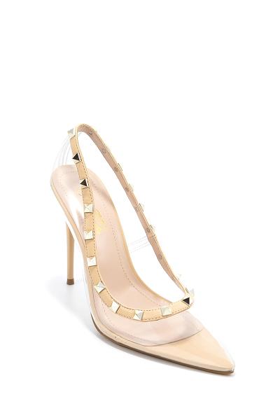 FASHION CLEAR STUDDED POINTY HEEL