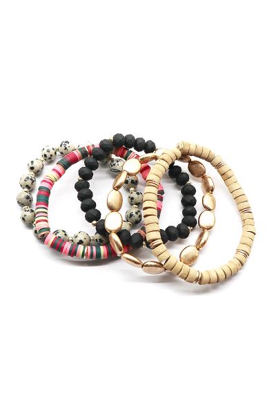 Oval Disc Bead Mix Multi Bracelet Set