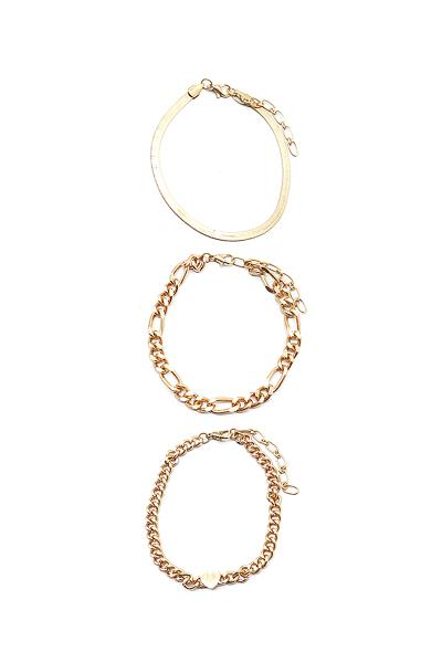 Fashion Metal Chain Link Brass Bracelet Set