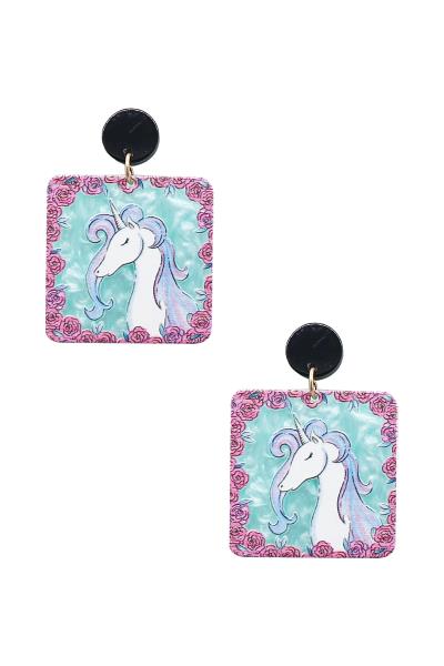 Chic Horse Print Square Earring