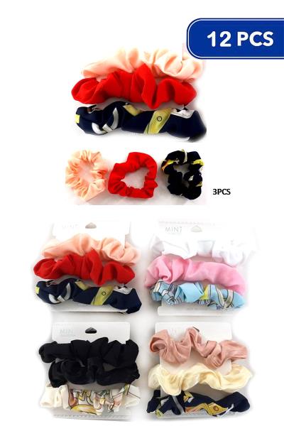 Hair Tie Scrunchies 3 PC Set (12 Units)