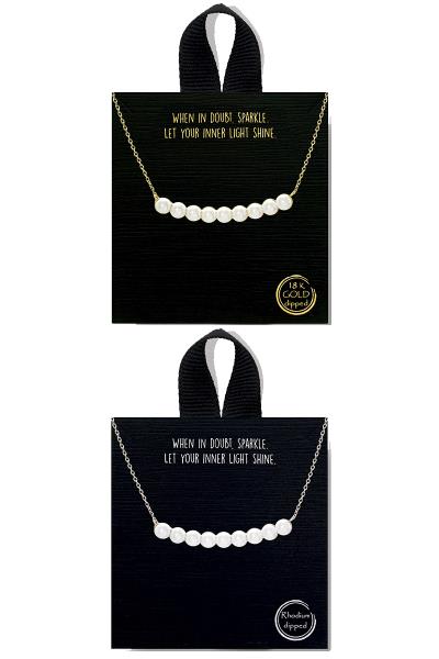 18K GOLD RHODIUM DIPPED PEARL NECKLACE