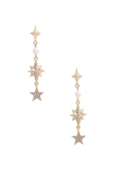 SODAJO Rhinestone Star Pearl Dangle Earring