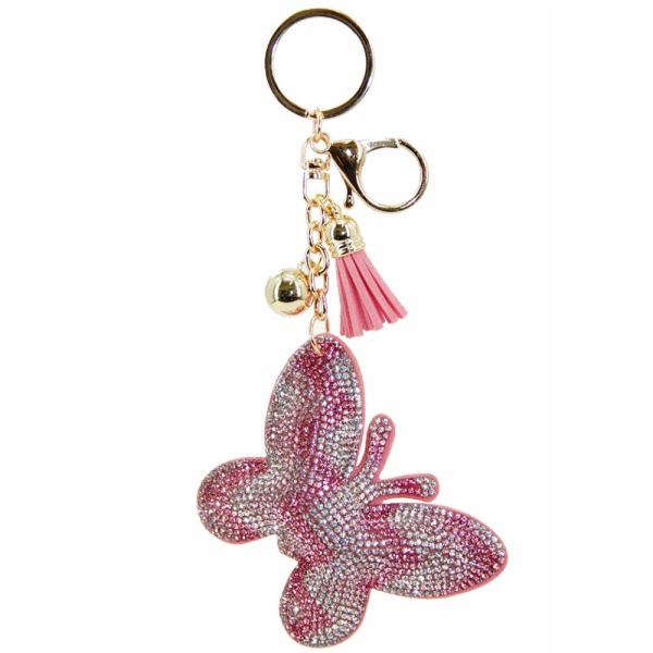 RHINESTONE BUTTERFLY TASSEL KEY CHAIN
