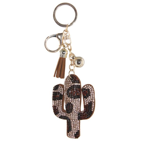 RHINESTONE CACTUS TASSEL KEY CHAIN