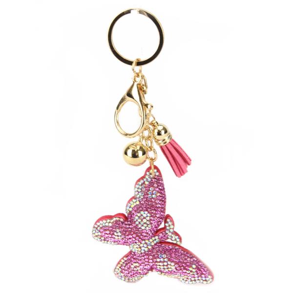 RHINESTONE BUTTERFLY TASSEL KEY CHAIN