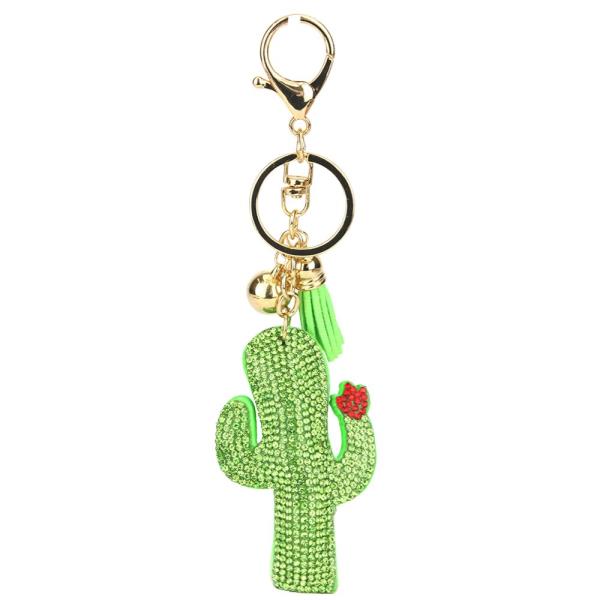 RHINESTONE CACTUS TASSEL KEY CHAIN