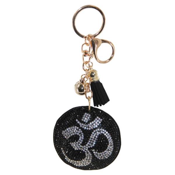 RHINESTONE ROUND TASSEL KEY CHAIN
