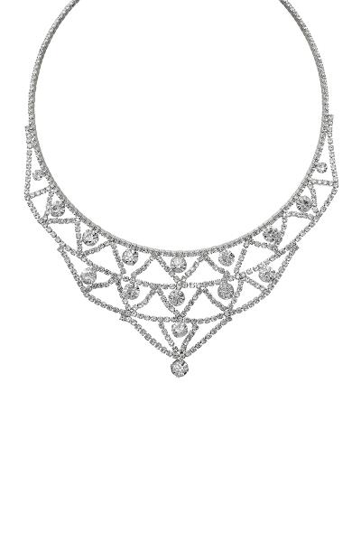 Rhinestone Triangle Memory Wire Necklace