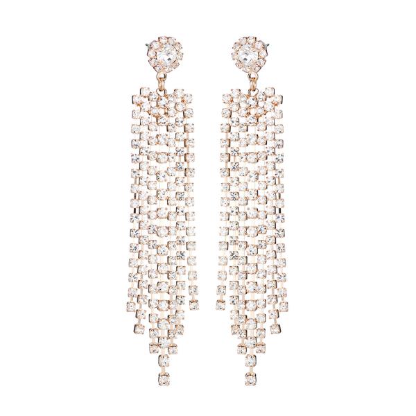Rhinestone Round Top Fringe Earring
