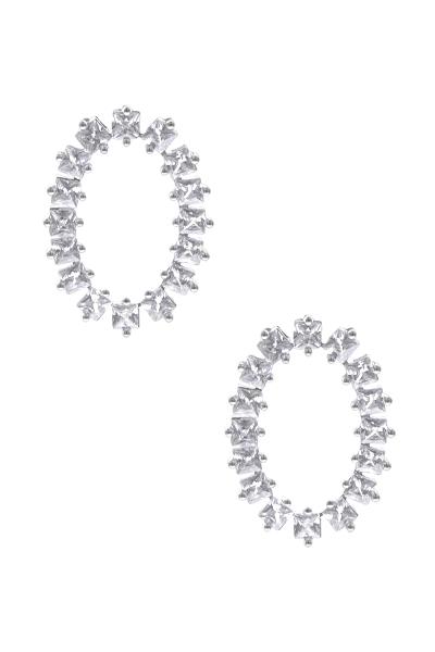Cubic Zirconia Outline Oval Shape Earring
