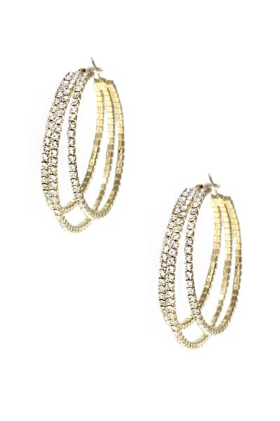 Rhinestone 3 Line Ring Hoop Earring