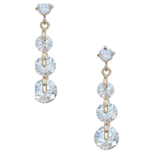 CUBIC ZIRCONIA THREE ROUND EARRING