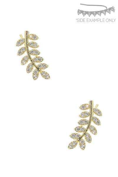Cubic Zirconia Olive Leaf Ear Crawler