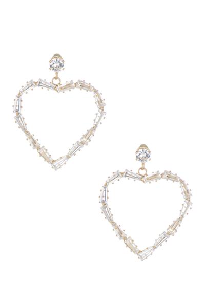 Rhinestone Baguette Heart Shape Earring