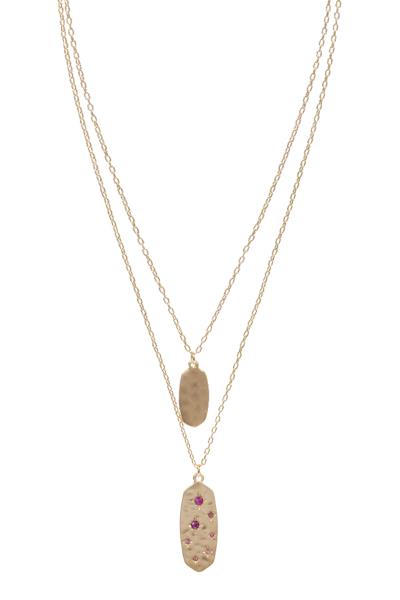 METAL PENDANT 2 LAYERED CHAIN NECKLACE