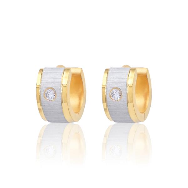 Two Tone Rhinestone Huggie Hoop Earring
