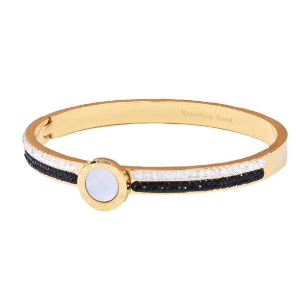 Rhinestone Roman Numeral Circle Metal Bracelet