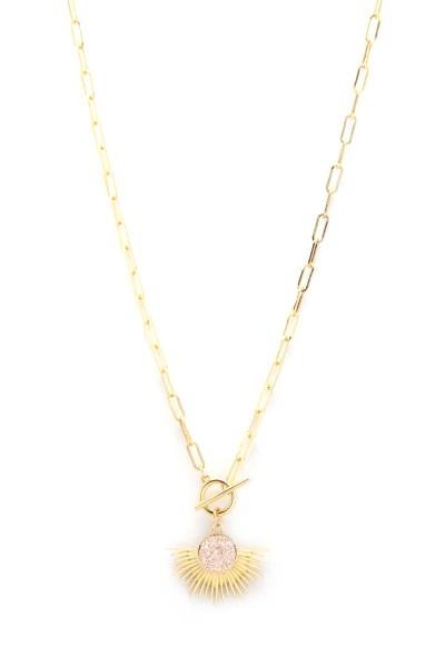HALF SUN PENDANT TOGGLE CLASP NECKLACE
