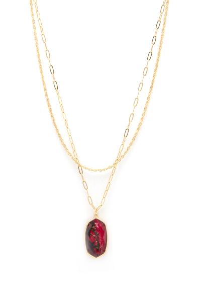 STONE PENDANT LAYERED NECKLACE