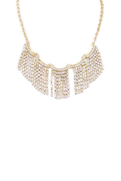 Multi Rhinestone Strand Chain Necklace
