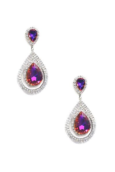 Rhinestone Layer Crystal Tear Shape Earring
