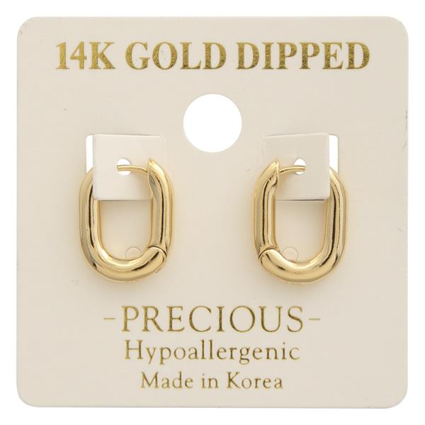 Mini Oval 14K Gold Dipped Huggie Earring