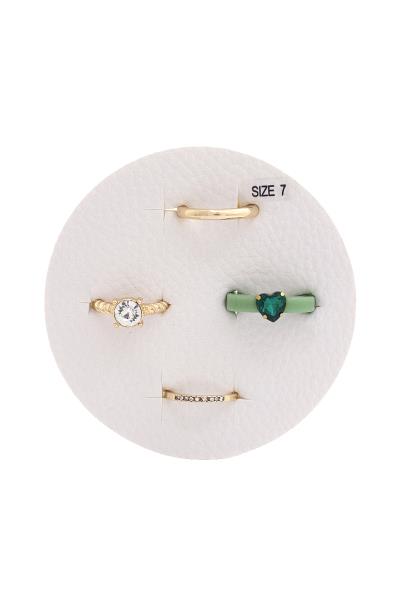Heart Gem Ring Set