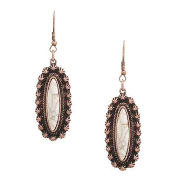 RUSTIC OVAL DANGLE EARRING