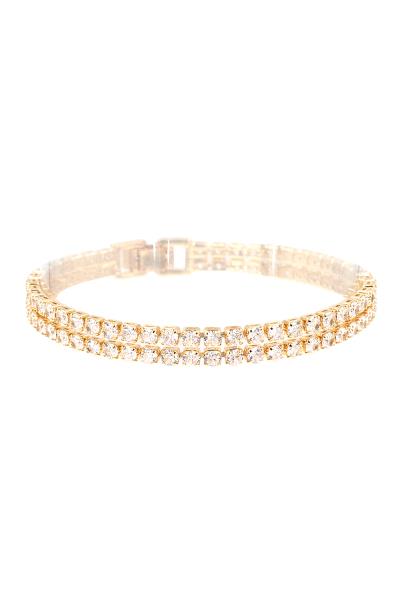 RHINESTONE CUBIC ZIRCONIA 3MM 2 LINE TENNIES BRACELET