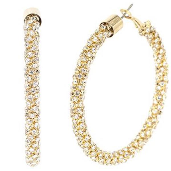 RHINESTONE TWIST HOOP EARRING