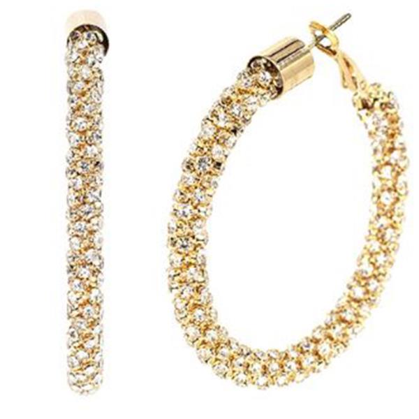 50MM TWIST RHINESTONE HOOP EARRING