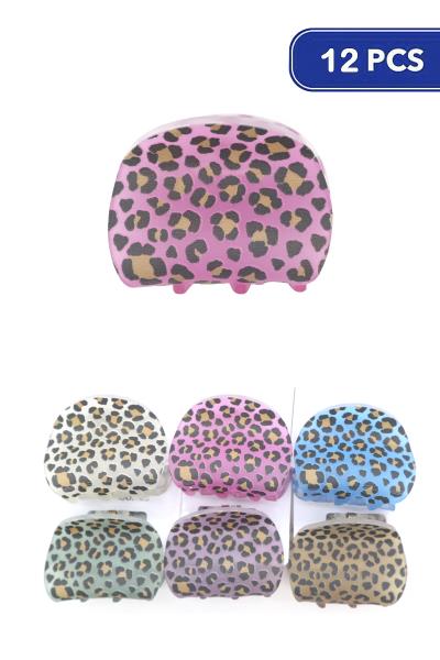 Leopard Print Hair Claw Jaw Clips (12 Units)