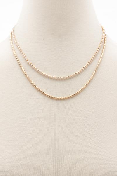 Rhinestone Metal Chain 2 Layered Necklace