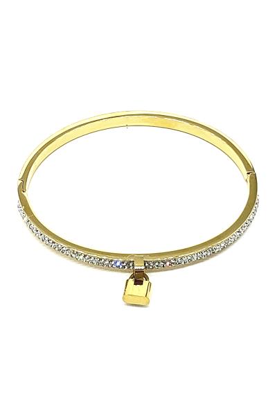Metal Rhinestone Lock Hinge Bracelet