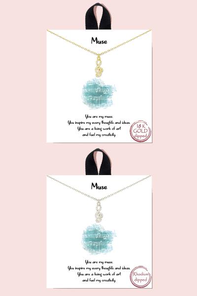 18K Gold Rhodium Dipped Muse Pendant Necklace