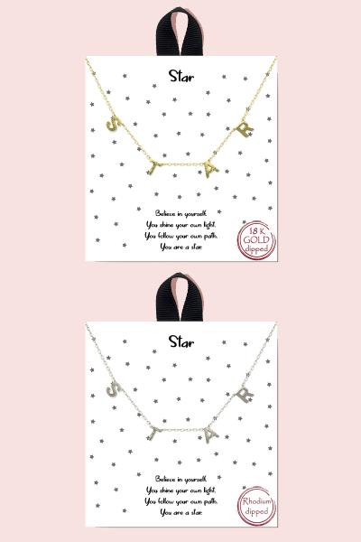 18K Gold Rhodium Dipped Star Pendant Necklace