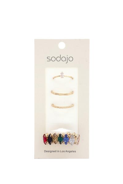 SODAJO Rhinestone Ring Assorted Ring Set