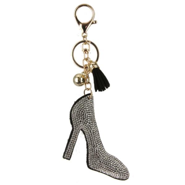 FASHION RHINESTONE HIGH HEELS TASSEL KEY CHAIN