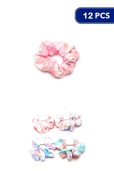 Tie Dye Pearl Hair Scrunchies (12 Units)