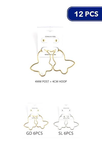 Metal Butterfly Shape Earring (12 Units)