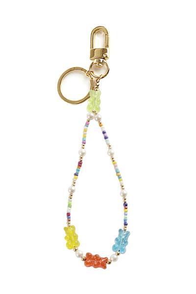 FASHION SEED PEARL GUMMY BEAR BEAD KEY CHAIN