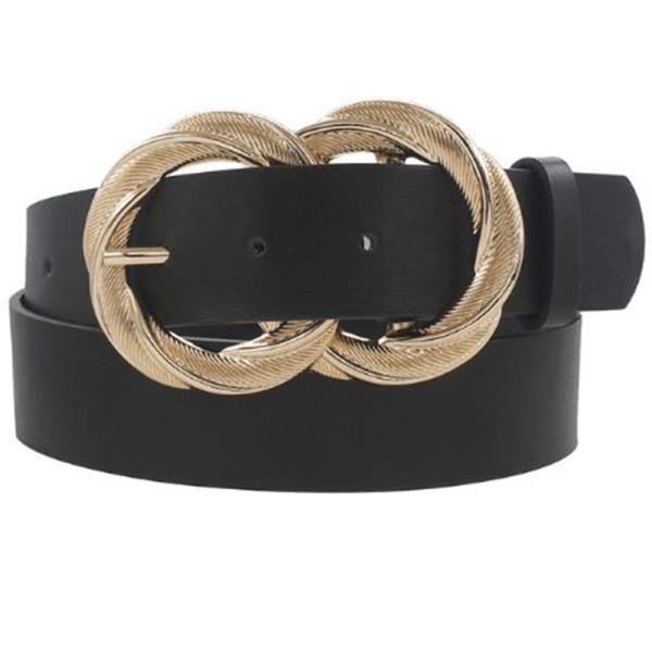 TWISTED AND TEXTURED METAL DOUBLE CIRCLE BUCKLE BELT