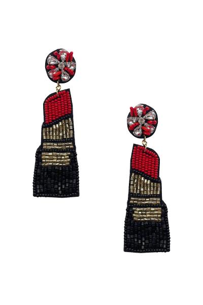 Seed Bead Lipstick Dangle Earring