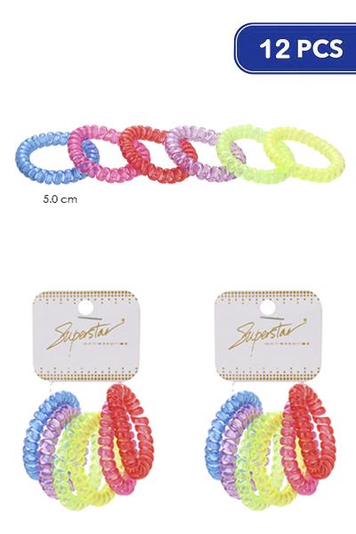 Spiral Hair Tie 6 PC Set (12 Units)